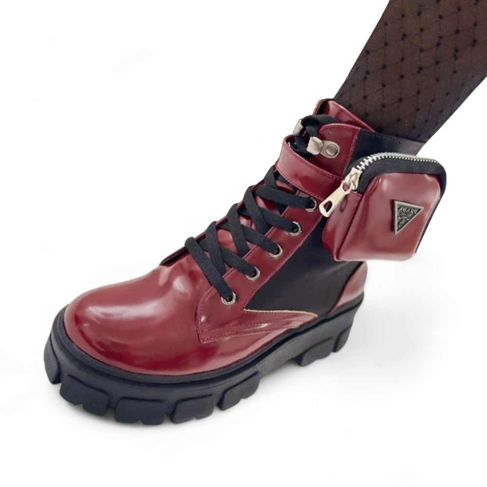 BOTIN MUJER ROCK GAMUZA Y CHAROL 1022L-73 COLOR GUINDA - 2