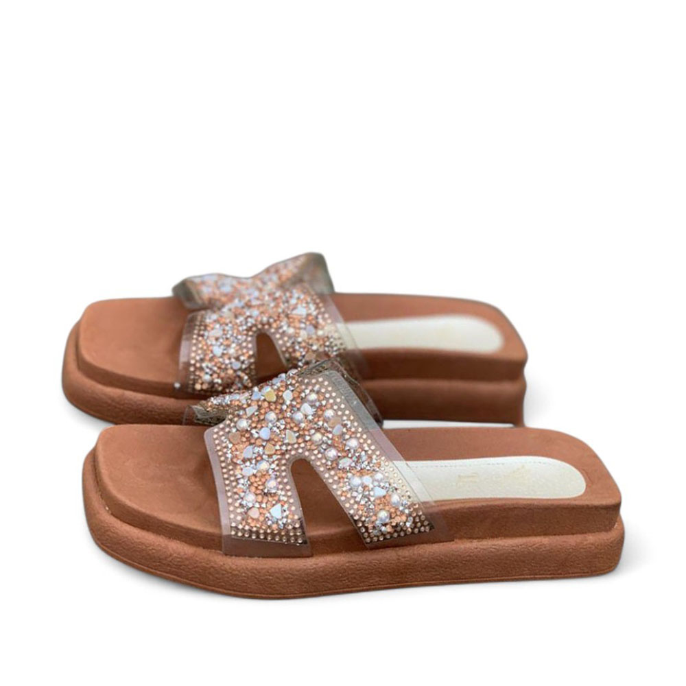 SANDALIA MUJER MICA BRILLOS 1022L-53 COLOR CAMEL - 3