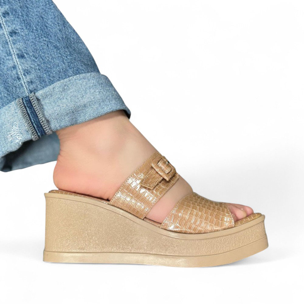 SANDALIA MUJER LABRADO TACO 7 1022L-57 COLOR BEIGE - 1