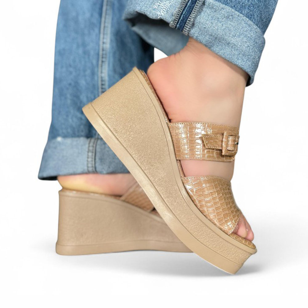 SANDALIA MUJER LABRADO TACO 7 1022L-57 COLOR BEIGE - 2