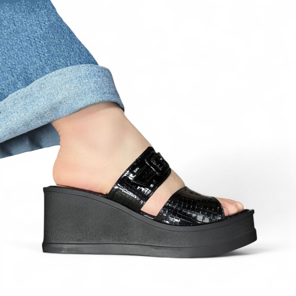 SANDALIA MUJER LABRADO TACO 7 1022L-57 COLOR NEGRO - 1