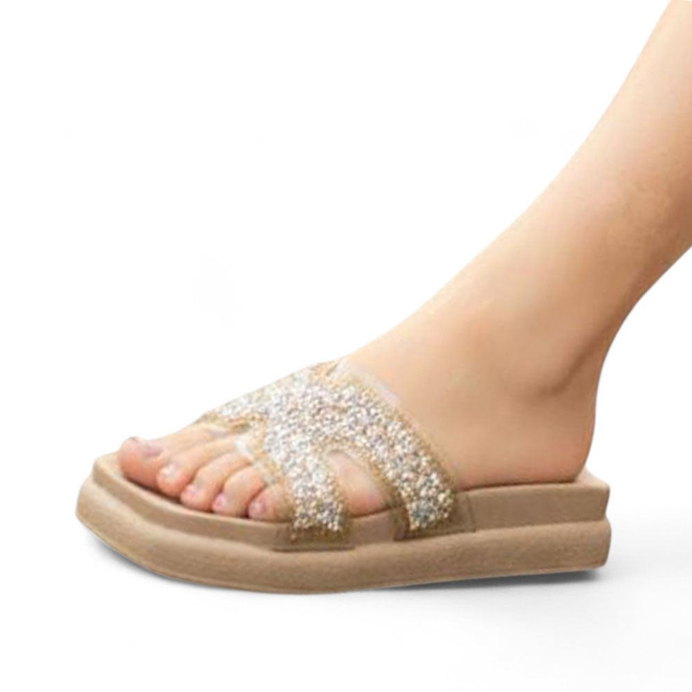 SANDALIA MUJER ESCARCHA PLATAFORMA 3 1022L-53 COLOR BEIGE - 1