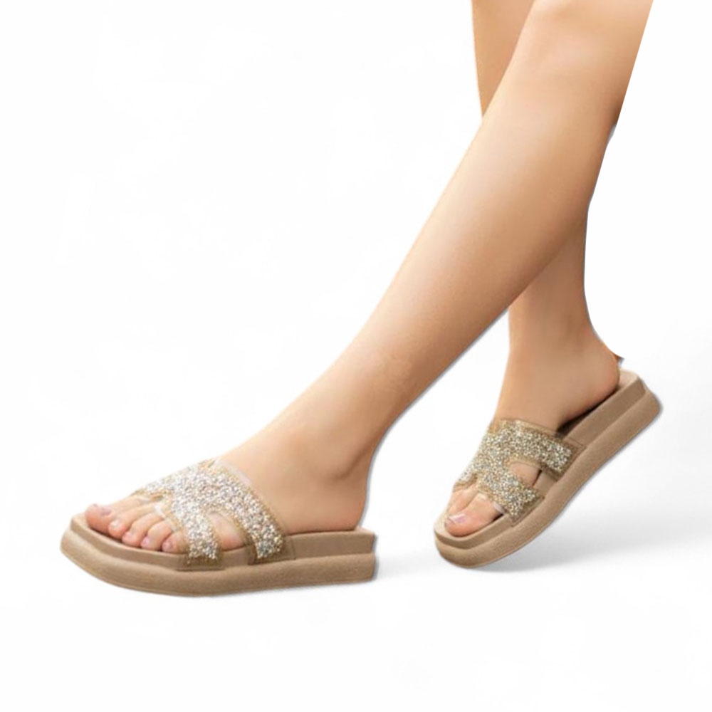 SANDALIA MUJER ESCARCHA PLATAFORMA 3 1022L-53 COLOR BEIGE - 2