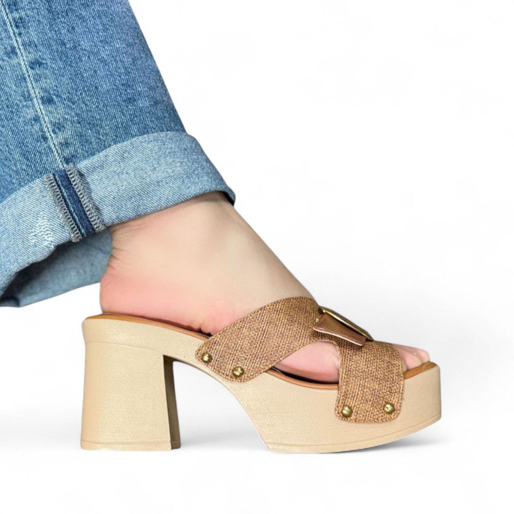 SANDALIA MUJER PLANTA PU 1022L-60 COLOR BEIGE - 1