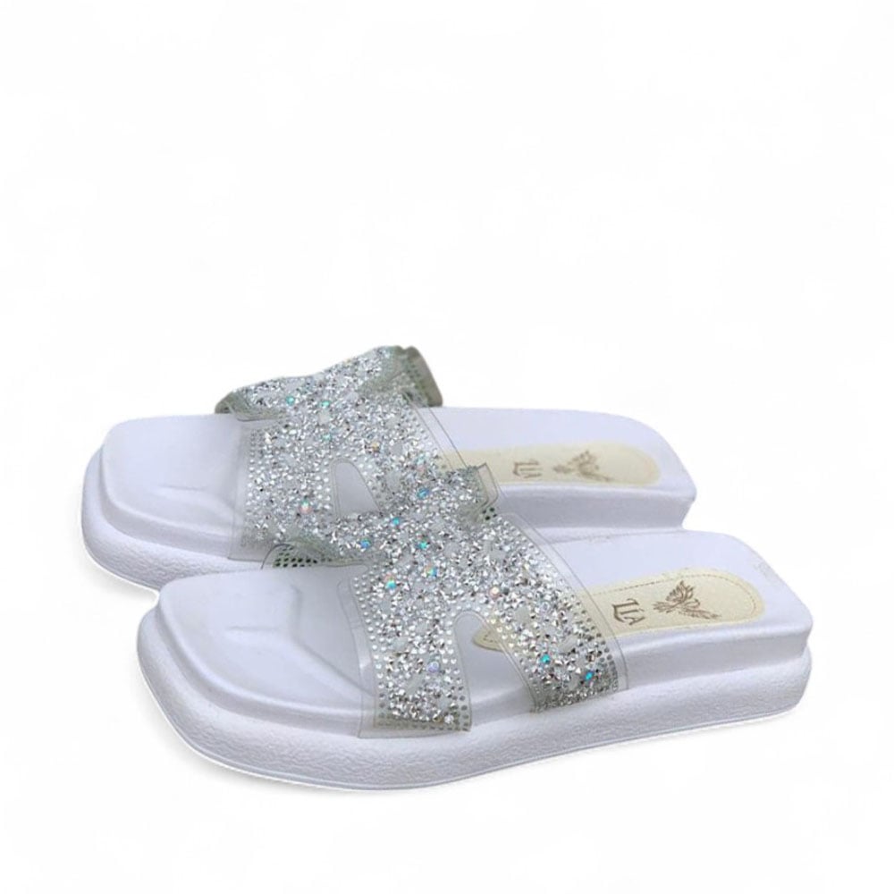 SANDALIA MUJER MICA BRILLOS 1022L-53 COLOR BLANCO - 3