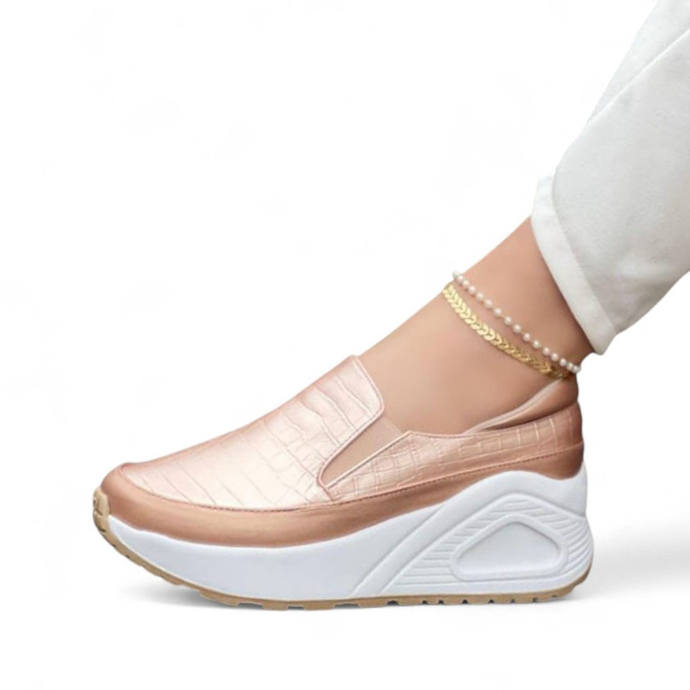 MOCASIN MUJER PLANTA DE GOMA 1022L-55 COLOR ORO ROSA - 1