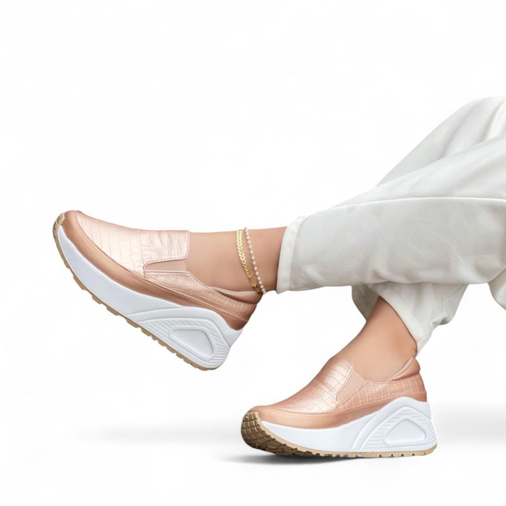 MOCASIN MUJER PLANTA DE GOMA 1022L-55 COLOR ORO ROSA - 2