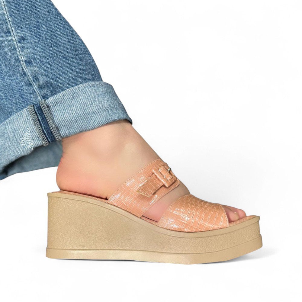 SANDALIA MUJER LABRADO TACO 7 1022L-57 COLOR ORO ROSA - 1