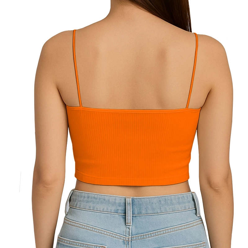 TOP STRAPLE CON TIRANTES COLA DE RATA RIB GRUESO NEW-08 COLOR NARANJA - 2