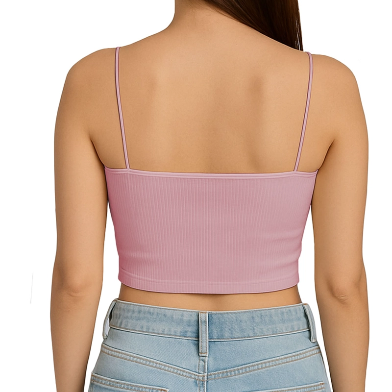 TOP STRAPLE CON TIRANTES COLA DE RATA RIB GRUESO NEW-08 COLOR ROSADO - 3