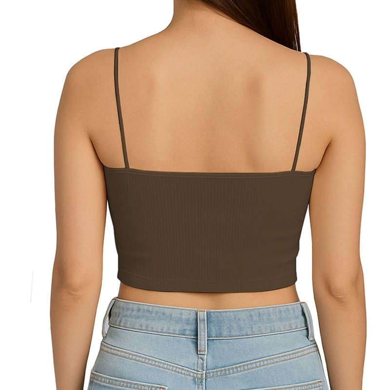 TOP STRAPLE CON TIRANTES COLA DE RATA RIB GRUESO NEW-08 COLOR CHOCOLATE - 3