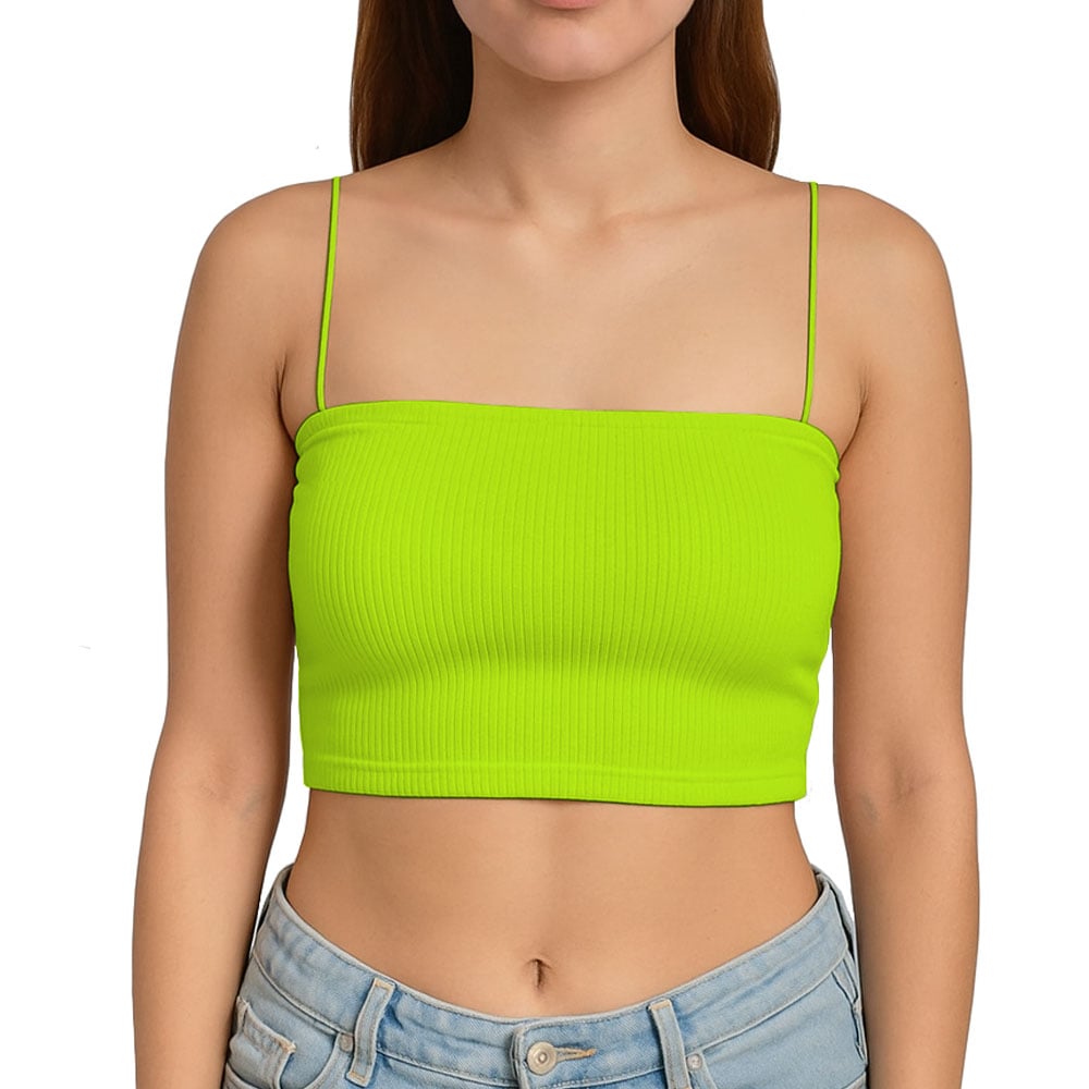 TOP STRAPLE CON TIRANTES COLA DE RATA RIB GRUESO NEW-08 COLOR LIMON - 1