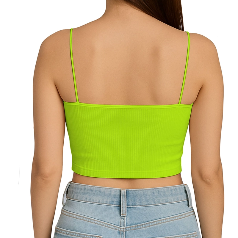 TOP STRAPLE CON TIRANTES COLA DE RATA RIB GRUESO NEW-08 COLOR LIMON - 2
