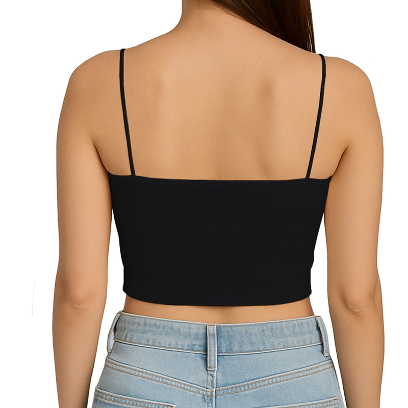TOP STRAPLE CON TIRANTES COLA DE RATA RIB GRUESO NEW-08 COLOR NEGRO - 3