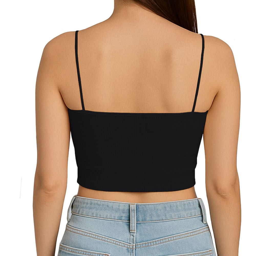 TOP STRAPLE CON TIRANTES COLA DE RATA RIB GRUESO NEW-08 COLOR NEGRO - 3