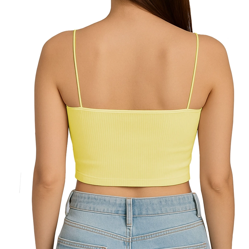 TOP STRAPLE CON TIRANTES COLA DE RATA RIB GRUESO NEW-08 COLOR AMARILLO - 3