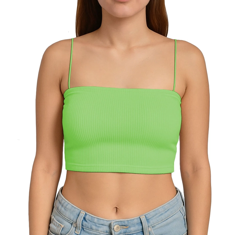 TOP STRAPLE CON TIRANTES COLA DE RATA RIB GRUESO NEW-08 COLOR MENTA - 1