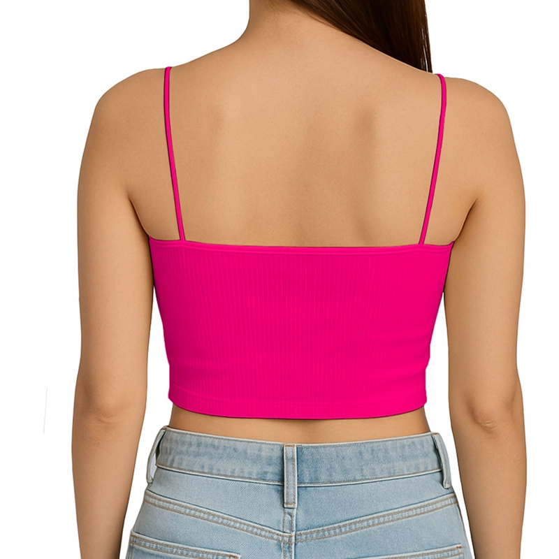 TOP STRAPLE CON TIRANTES COLA DE RATA RIB GRUESO NEW-08 COLOR FUCSIA - 2