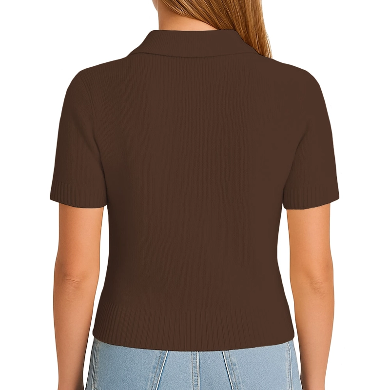 SUETER MUJER M/C CAMISERO LAZOS HILO TACTO 463G DOM-22 COLOR CHOCOLATE - 2