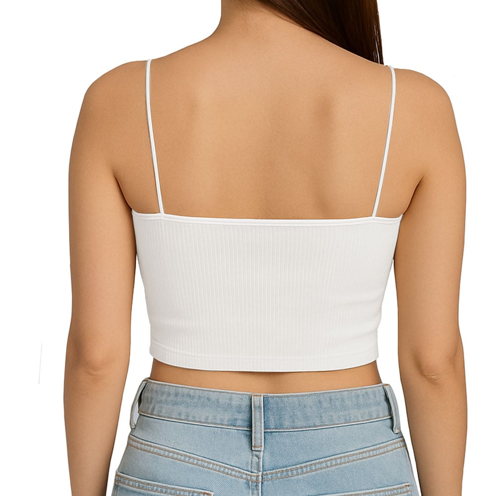 TOP STRAPLE CON TIRANTES COLA DE RATA RIB GRUESO NEW-08 COLOR BLANCO - 3