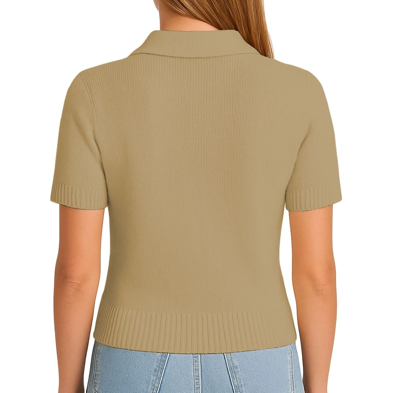 SUETER MUJER M/C CAMISERO LAZOS HILO TACTO 463G DOM-22 COLOR BEIGE - 2