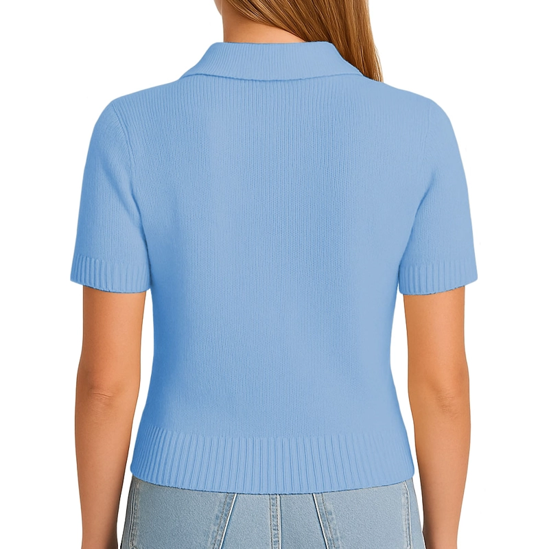 SUETER MUJER M/C CAMISERO LAZOS HILO TACTO 463G DOM-22 COLOR CELESTE - 2