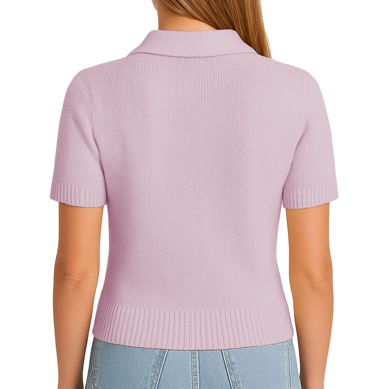 SUETER MUJER M/C CAMISERO LAZOS HILO TACTO 463G DOM-22 COLOR ROSADO - 3