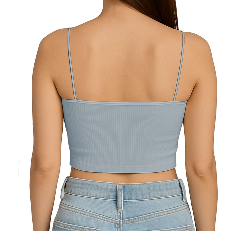 TOP STRAPLE CON TIRANTES COLA DE RATA RIB GRUESO NEW-08 COLOR GRIS - 3