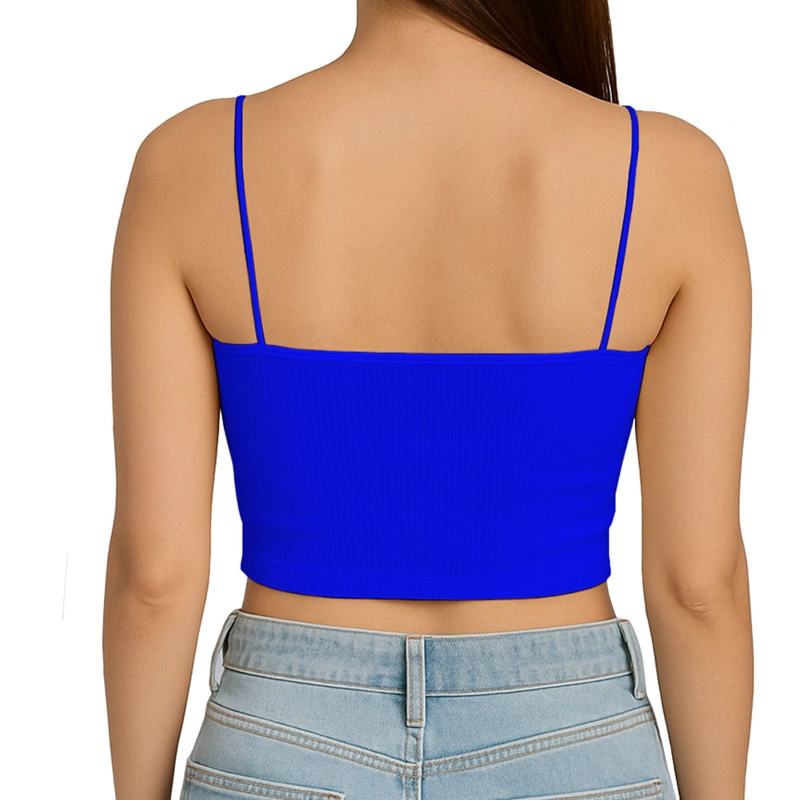 TOP STRAPLE CON TIRANTES COLA DE RATA RIB GRUESO NEW-08 COLOR AZULINO - 3