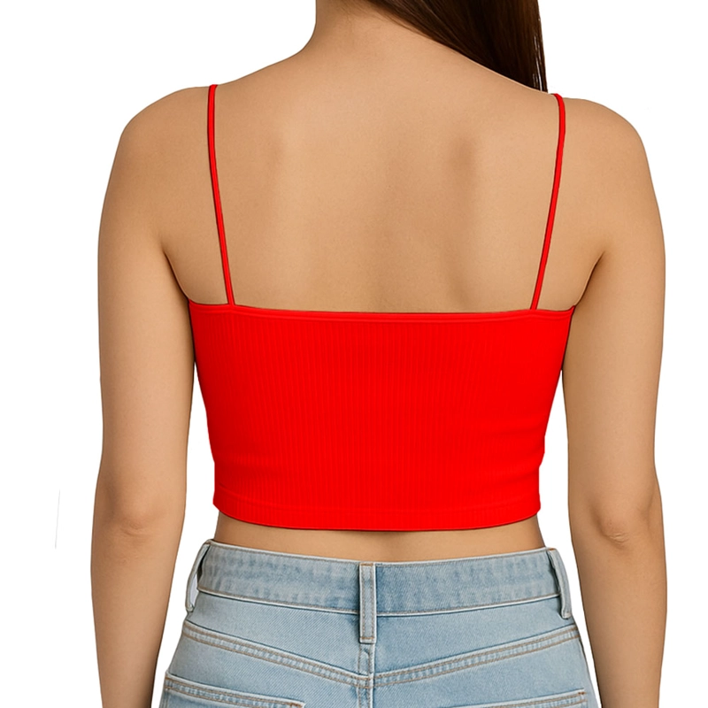 TOP STRAPLE CON TIRANTES COLA DE RATA RIB GRUESO NEW-08 COLOR ROJO - 3
