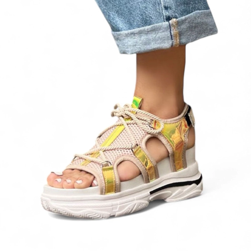SANDALIA MUJER ALTO X7 PLANTA SPANZO 2086L-55 COLOR AMARILLO - 1