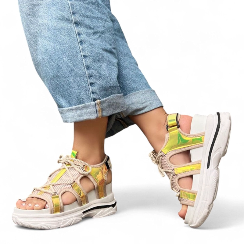 SANDALIA MUJER ALTO X7 PLANTA SPANZO 2086L-55 COLOR AMARILLO - 2