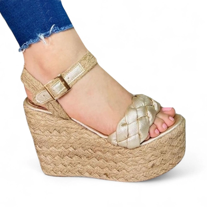 SANDALIA MUJER ALTO X9 YUTE 2086-55 COLOR DORADO - 1