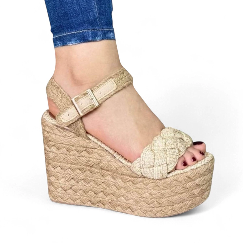 SANDALIA MUJER ALTO X9 YUTE 2086-55 COLOR BEIGE - 1