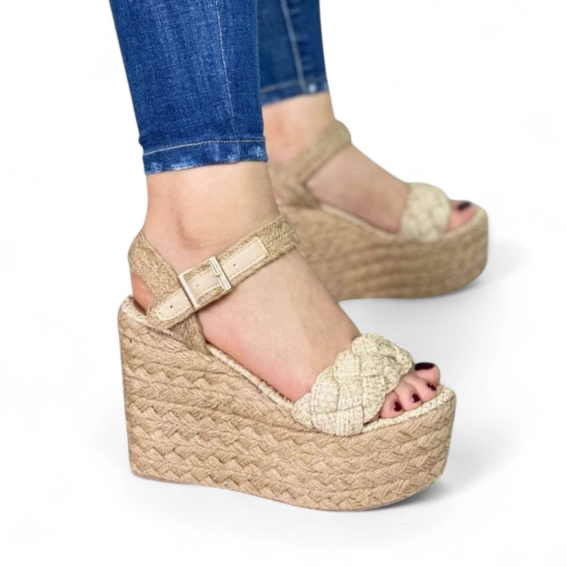 SANDALIA MUJER ALTO X9 YUTE 2086-55 COLOR BEIGE - 2