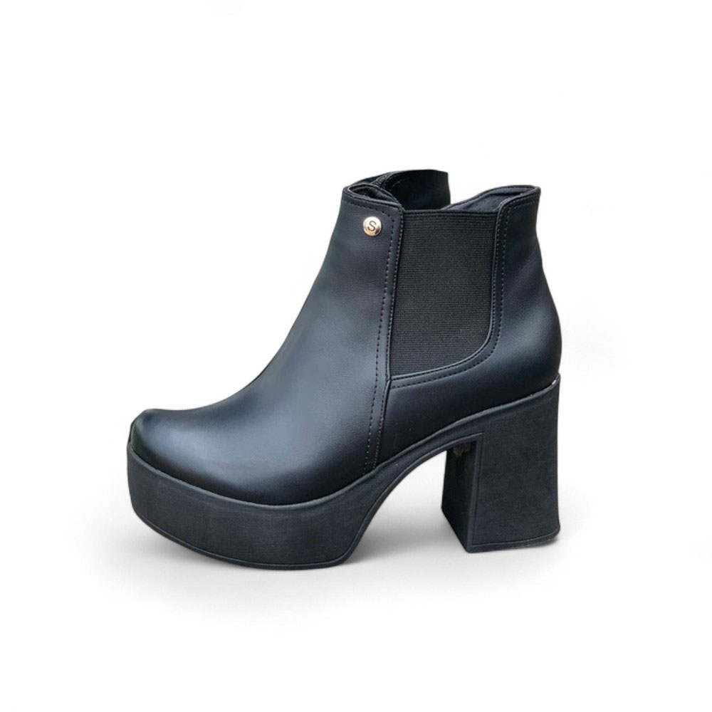 BOTIN MUJER TACO 9 CON PLATAFORMA 2086L-60 COLOR NEGRO - 1