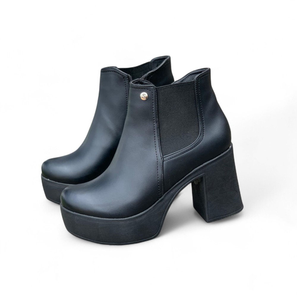 BOTIN MUJER TACO 9 CON PLATAFORMA 2086L-60 COLOR NEGRO - 2