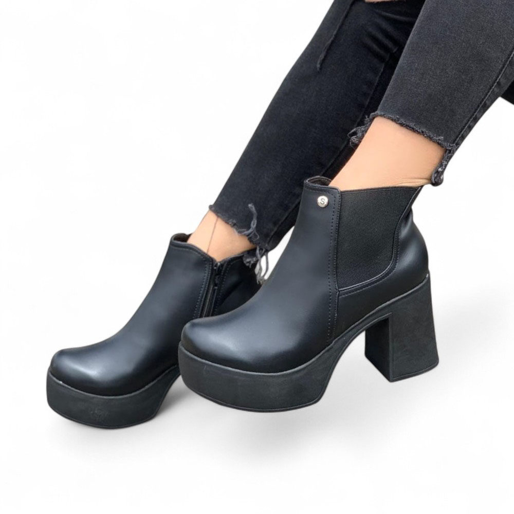 BOTIN MUJER TACO 9 CON PLATAFORMA 2086L-60 COLOR NEGRO - 3