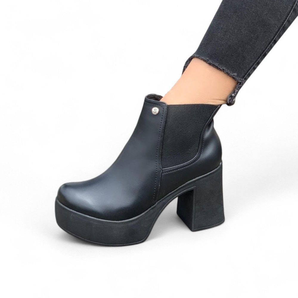 BOTIN MUJER TACO 9 CON PLATAFORMA 2086L-60 COLOR NEGRO - 4