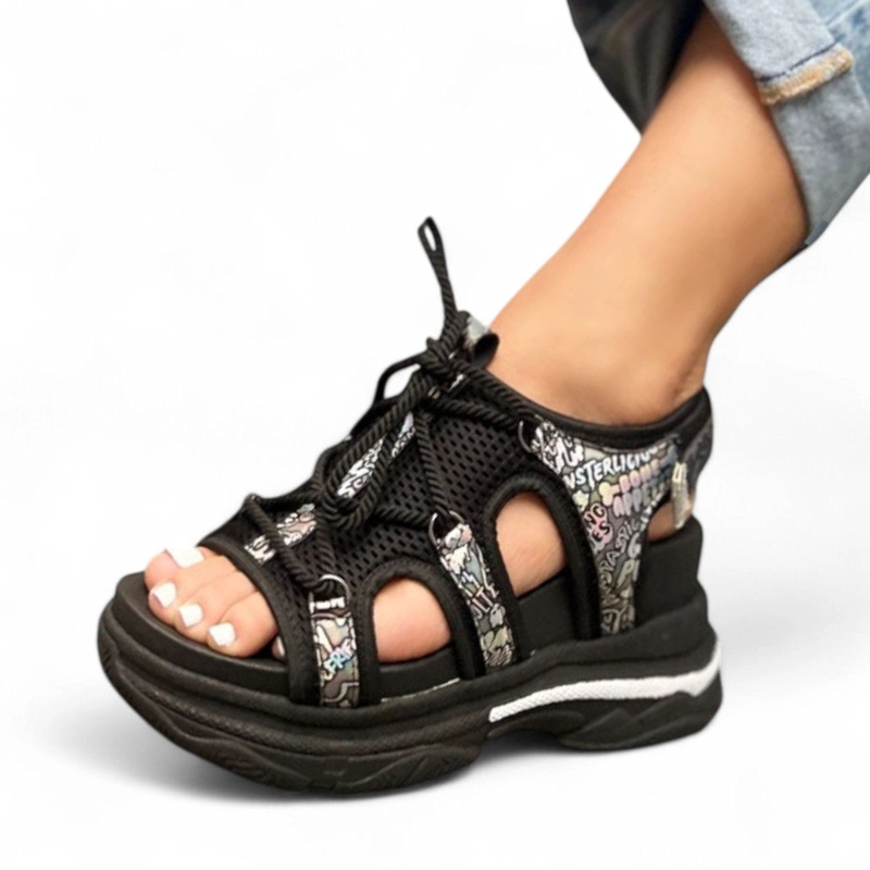 SANDALLIA MUJER ALTO X7 BOSQUE 2086L-55 COLOR NEGRO - 1