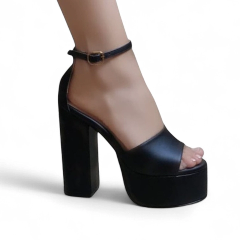 SANDALIA MUJER TACO 12 CLASICA CONSERVADORA 2086L-75 COLOR NEGRO - 1