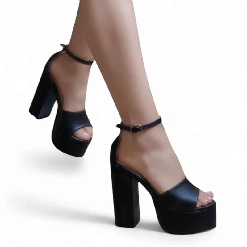 SANDALIA MUJER TACO 12 CLASICA CONSERVADORA 2086L-75 COLOR NEGRO - 2