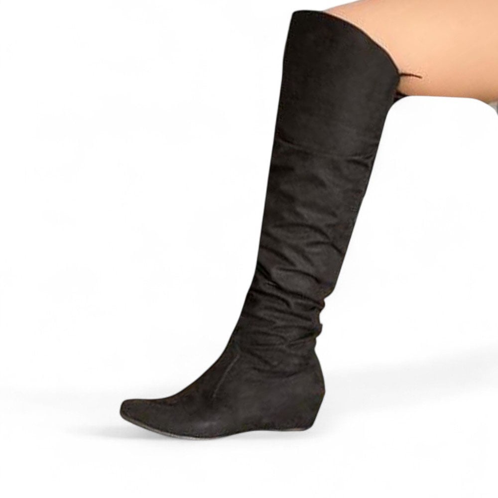 BOTA MUJER TACO INTERNO X5 GAMUZA 2086L-60 COLOR NEGRO - 1