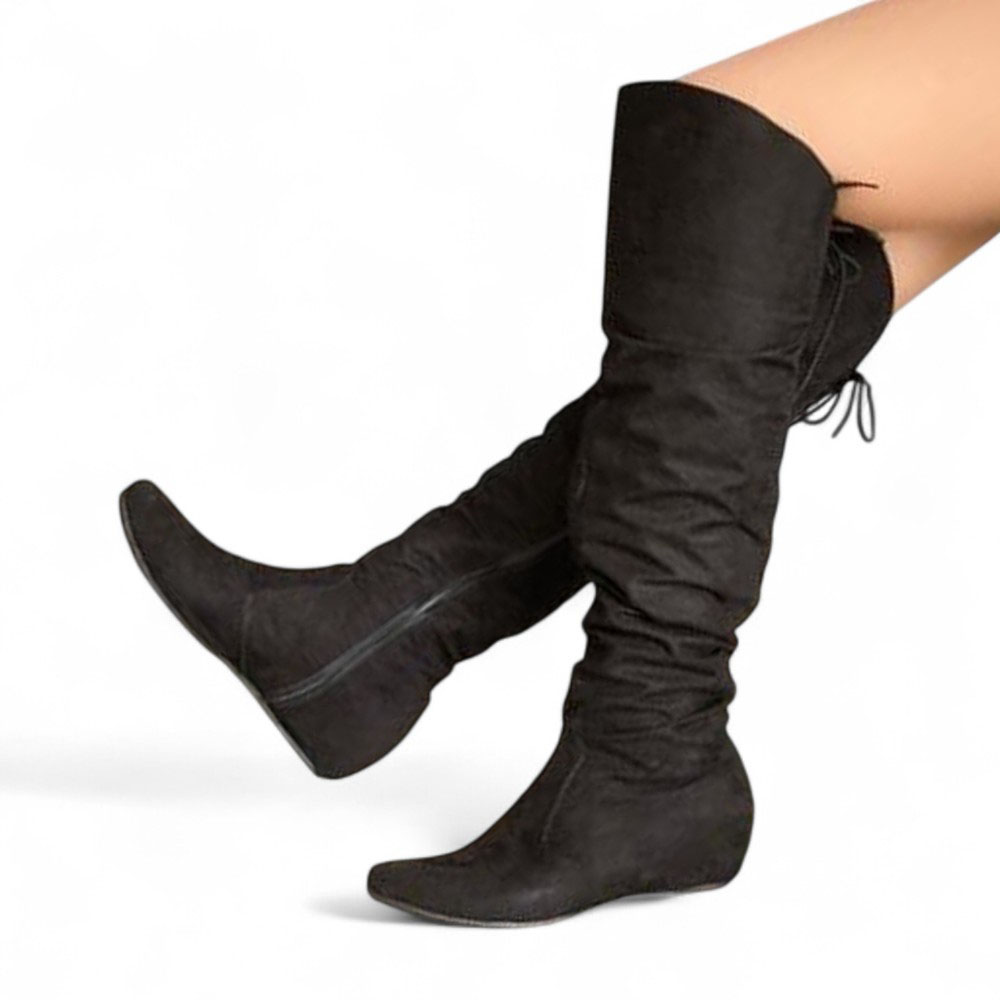 BOTA MUJER TACO INTERNO X5 GAMUZA 2086L-60 COLOR NEGRO - 2