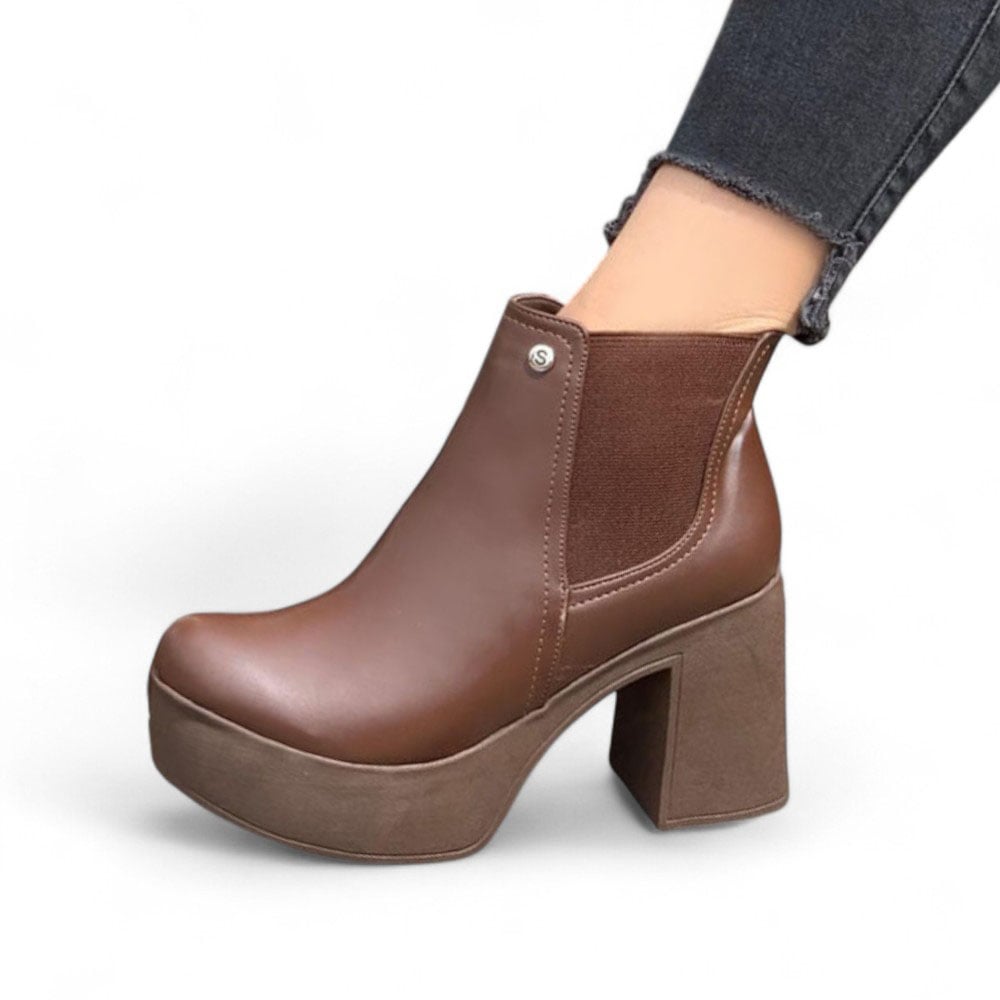 BOTIN MUJER TACO 9 CON PLATAFORMA 2086L-60 COLOR MARRON - 2