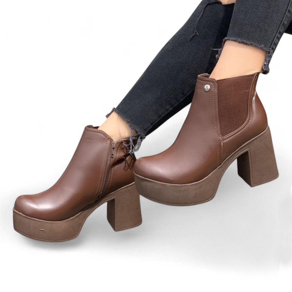 BOTIN MUJER TACO 9 CON PLATAFORMA 2086L-60 COLOR MARRON - 4