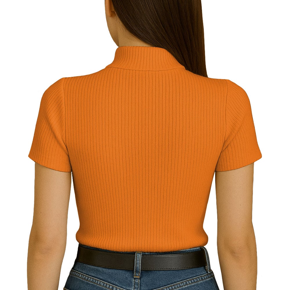 POLO MUJER CAFARENA MANGA CORTA SAB 801-12 RIB GRUESO COLOR NARANJA - 3