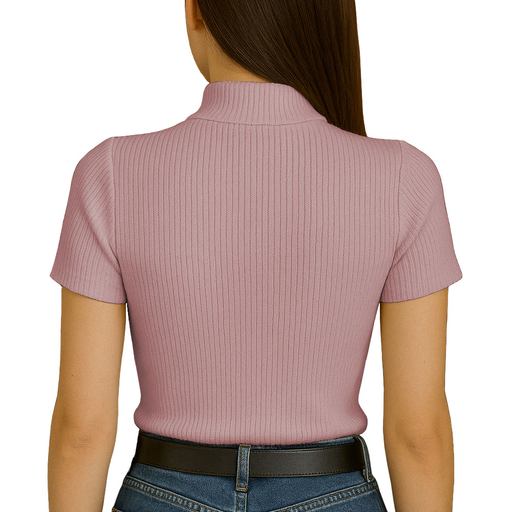 POLO MUJER CAFARENA MANGA CORTA SAB 801-12 RIB GRUESO COLOR ROSADO - 3