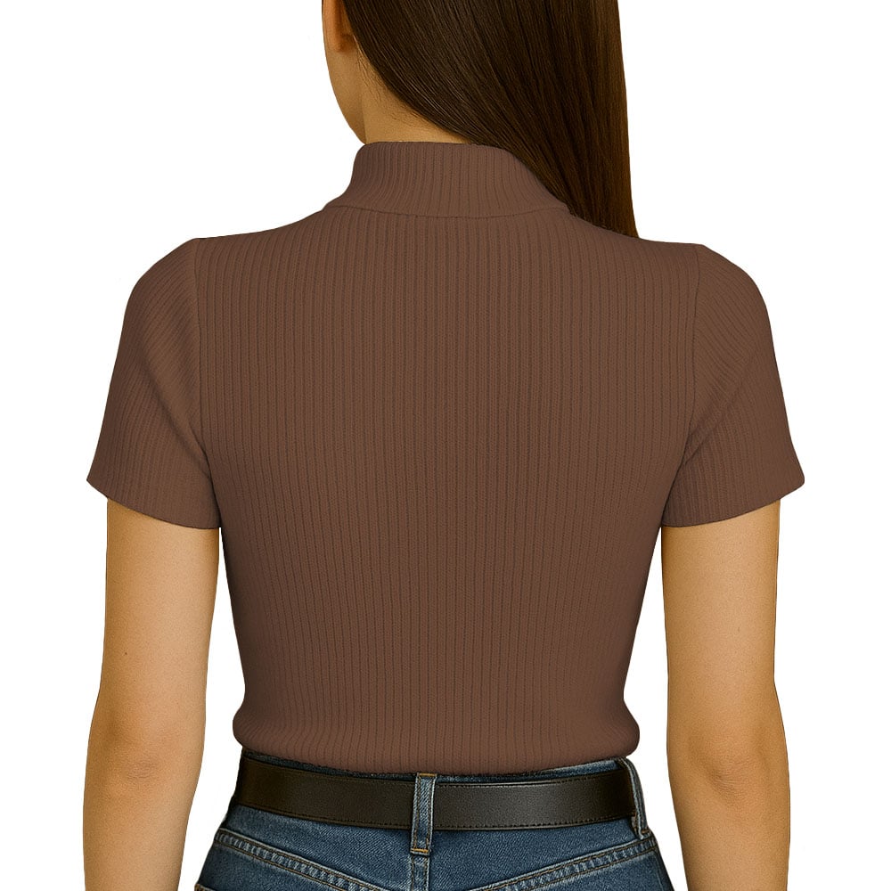 POLO MUJER CAFARENA MANGA CORTA SAB 801-12 RIB GRUESO COLOR MARRON - 3