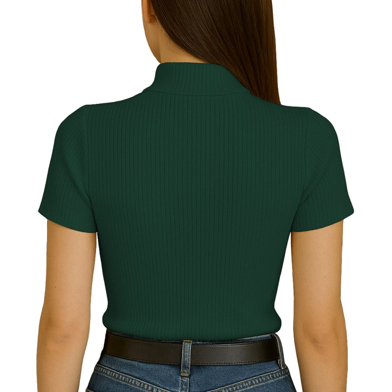POLO MUJER CAFARENA MANGA CORTA SAB 801-12 RIB GRUESO COLOR VERDE BOTELLA - 3